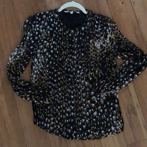 Trina Turk long sleeve leopard long sleeve blouse